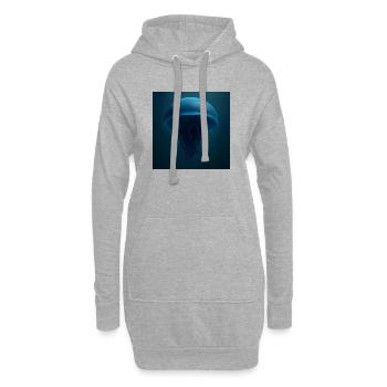 Méduse bleu minuit - Sweat-shirt à capuche long Femme - gris chiné - Devant