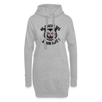 Ne touche pas à mon café ! - Sweat-shirt à capuche long Femme - gris chiné - Devant