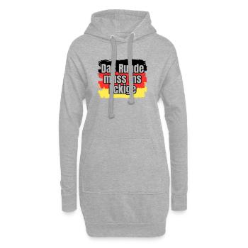 Das Runde muss ins Eckige - Spruch - Hoodie-Kleid - Grau meliert - Vorne