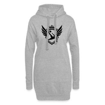 Blason du footballeur à coup de pied aérien - Sweat-shirt à capuche long Femme - gris chiné - Devant
