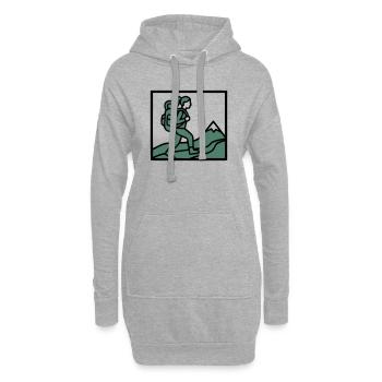 Wanderin Rucksack Berge Wandern Frauen Wanderlust - Hoodie-Kleid - Grau meliert - Vorne