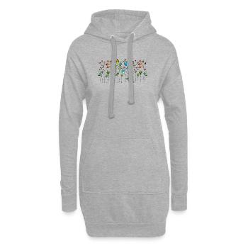 Fleur - Sweat-shirt à capuche long Femme - gris chiné - Devant