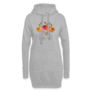 Fleur - Sweat-shirt à capuche long Femme - gris chiné - Devant