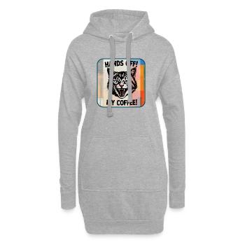 Pas touche ! Mon café - Sweat-shirt à capuche long Femme - gris chiné - Devant