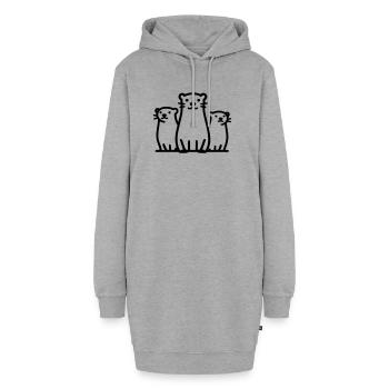loutre - Sweat-shirt à capuche long Femme - gris chiné - Devant