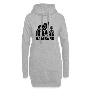 Hamburg Hansestadt Speicherstadt Hafen  - Hoodie-Kleid - Grau meliert - Vorne