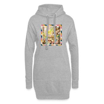 Richesse florale aquarelle - Sweat-shirt à capuche long Femme - gris chiné - Devant