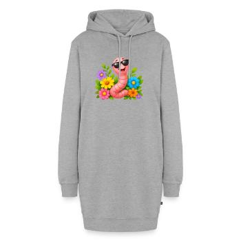 Un ver avec des lunettes de soleil dans une mer de fleurs - Sweat-shirt à capuche long Femme - gris chiné - Devant