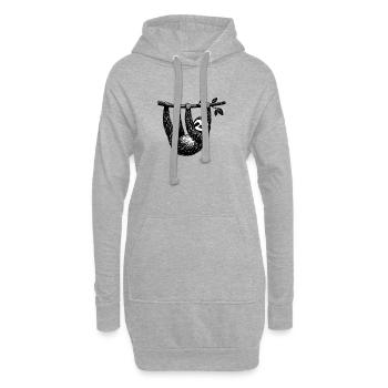 Faultier am Ast – Chillige Illustration - Hoodie-Kleid - Grau meliert - Vorne