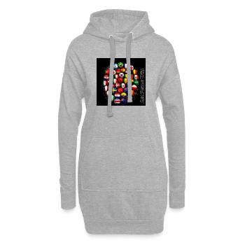 Lasst den Frieden siegen: Weltflaggenbälle - Hoodie-Kleid - Grau meliert - Vorne