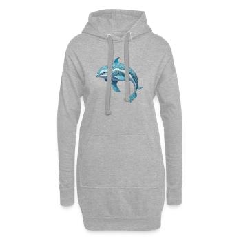 Dolphin - Hoodie Dress - heather grey - Front
