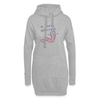 Friendly Worm Begrüßungsillustration - Hoodie-Kleid - Grau meliert - Vorne