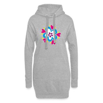 Blume Blüte farbenfroh Yoga Flower Power Deko  - Hoodie-Kleid - Grau meliert - Vorne