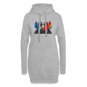 Papageien DJ-Duo - Hoodie-Kleid - Grau meliert - Vorne