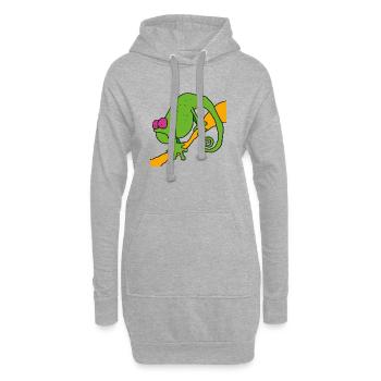 Chamaeleon am Ast – bunte Pop-Illustration - Hoodie-Kleid - Grau meliert - Vorne