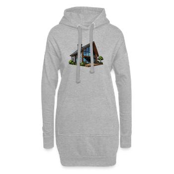Glasfront Holzhaus Chalet - Hoodie-Kleid - Grau meliert - Vorne