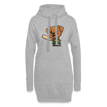 Motif de dessin animé chiot grillon drôle - Sweat-shirt à capuche long Femme - gris chiné - Devant