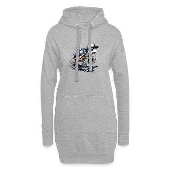Techno Skater Schildkröte - Hoodie-Kleid - Grau meliert - Vorne