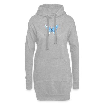 Blauer Geometrischer Schmetterling - Hoodie-Kleid - Grau meliert - Vorne