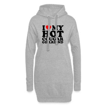 Cœur rouge Amour manuscrit - Sweat-shirt à capuche long Femme - gris chiné - Devant