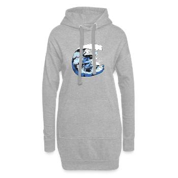 Skateur encapuchonné sur la vague - Sweat-shirt à capuche long Femme - gris chiné - Devant