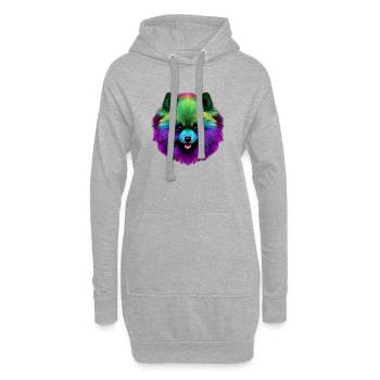 Portrait vibrant de chien en poméranie arc-en-ciel pop art - Sweat-shirt à capuche long Femme - gris chiné - Devant