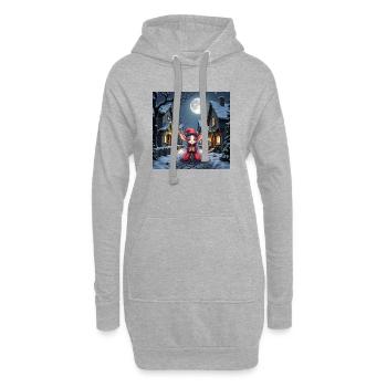 Lunarer Weihnachtself mit Geschenk - Hoodie-Kleid - Grau meliert - Vorne