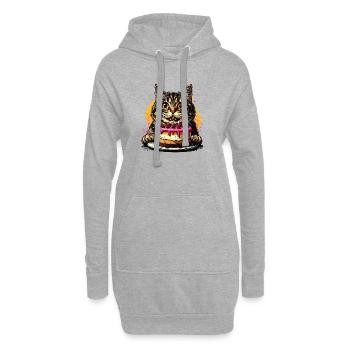 Katze Geburtstag Kuchenfest - Hoodie-Kleid - Grau meliert - Vorne