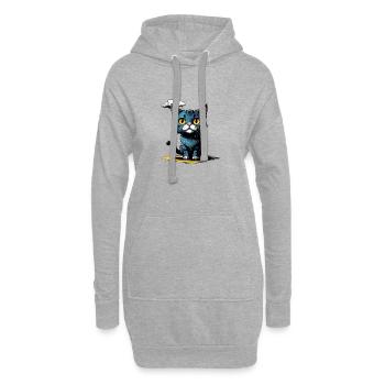 Katze unter einer Regenwolke - Hoodie-Kleid - Grau meliert - Vorne