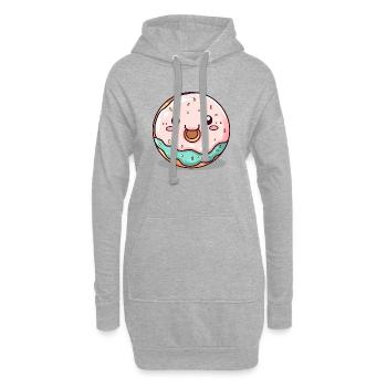 Joli donut avec un visage - Sweat-shirt à capuche long Femme - gris chiné - Devant