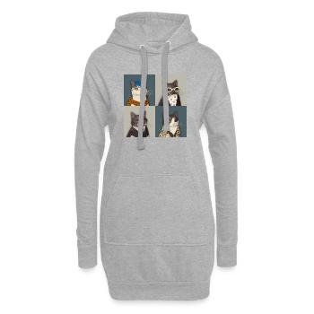 Quatuor de chats Rebel Chic Tuxedo - Sweat-shirt à capuche long Femme - gris chiné - Devant