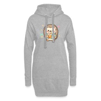 Hérisson hawaïen avec une boisson - Sweat-shirt à capuche long Femme - gris chiné - Devant