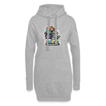 Chaos-Koordinator Sommerferien-Waschbäraufkleber - Hoodie-Kleid - Grau meliert - Vorne