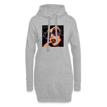 Portrait rétro glamour d’Améthyste Noire - Sweat-shirt à capuche long Femme - gris chiné - Devant