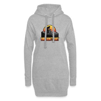 Dirt Don't Hurt Retro Mountain Biker Sunset - Hoodie-Kleid - Grau meliert - Vorne