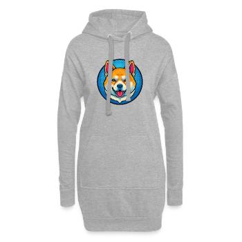 Shiba Inu (portrait/bande dessinée) - Sweat-shirt à capuche long Femme - gris chiné - Devant
