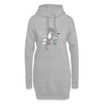 2 Lustige Lama Freunde - Hoodie-Kleid - Grau meliert - Vorne