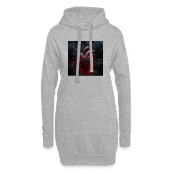 Cyberpunk-Herz – Mechanische Biomechanik - Hoodie-Kleid - Grau meliert - Vorne