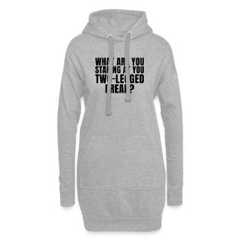 Pourquoi tu me regardes comme ça, espèce de monstre bipatte ? - Sweat-shirt à capuche long Femme - gris chiné - Devant