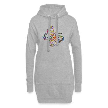 papillon - Sweat-shirt à capuche long Femme - gris chiné - Devant