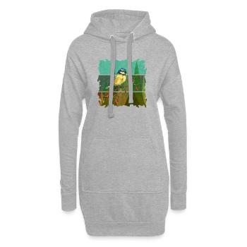 Oiseau coloré - Sweat-shirt à capuche long Femme - gris chiné - Devant