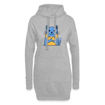Katze Kuschelkatz Blauorange Umarmung - Hoodie-Kleid - Grau meliert - Vorne
