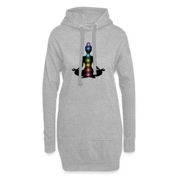 Regenbogenchakren Meditations-Silhouette - Hoodie-Kleid - Grau meliert - Vorne
