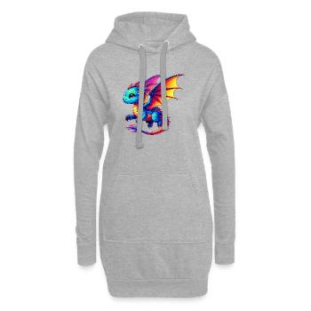 Drache - Hoodie-Kleid - Grau meliert - Vorne