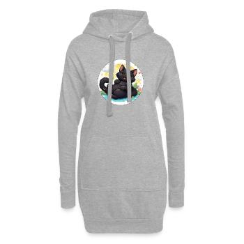 Katzenglück am Sonnenschein - Hoodie-Kleid - Grau meliert - Vorne