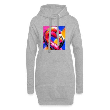 Flamant - Sweat-shirt à capuche long Femme - gris chiné - Devant