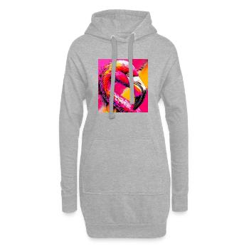 Flamant - Sweat-shirt à capuche long Femme - gris chiné - Devant