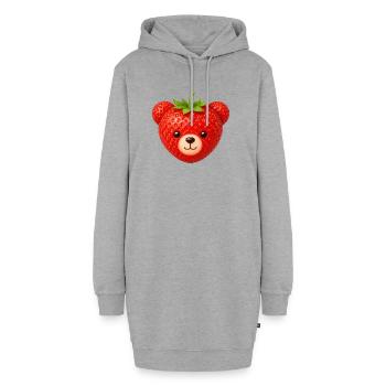 Bär Gesicht Süße Erdbeere Frucht Tiermotiv Kawaii - Hoodie-Kleid - Grau meliert - Vorne