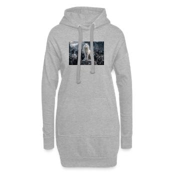 Loup blanc en tête de meute enneigée - Sweat-shirt à capuche long Femme - gris chiné - Devant