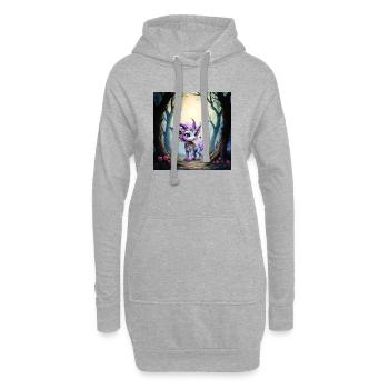 Fliederwaldkreatur mit Hörnern - Hoodie-Kleid - Grau meliert - Vorne